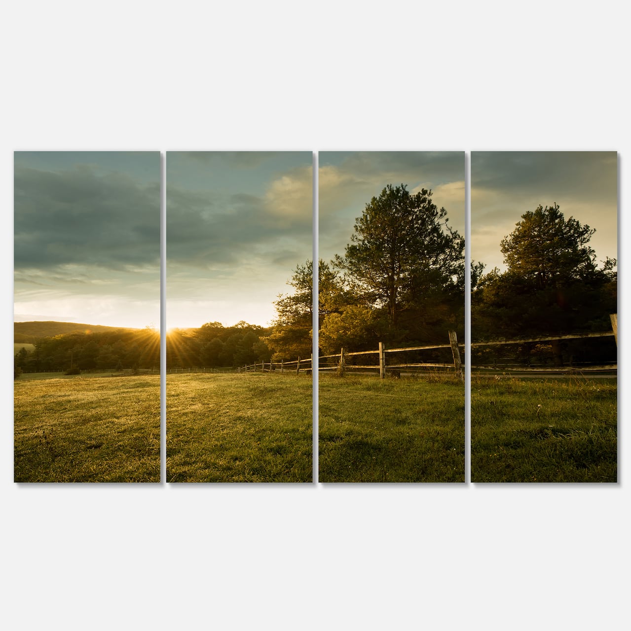 Designart - Beautiful Sunrise in the farm - Landscape Canvas Art Print